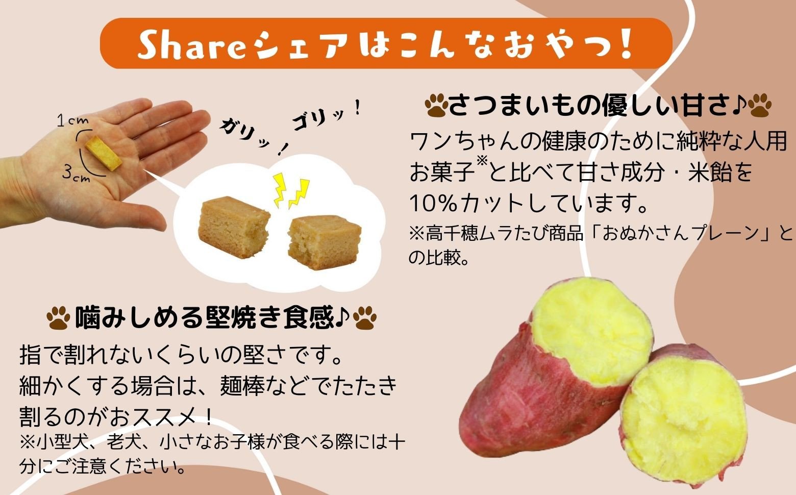 【米粉のドライフード】愛犬と飼い主が一緒に食べられるおやつ！『シェア』16袋セット（40g×16袋） ヒューマングレード 低アレルギー オーガニック 動物性原料フリー ドッグフード おやつ さつまいも 堅焼 米粉クッキー クッキー 焼き菓子 お菓子 菓子 炭水化物源 宮崎県 高千穂町 _Tk015-057
