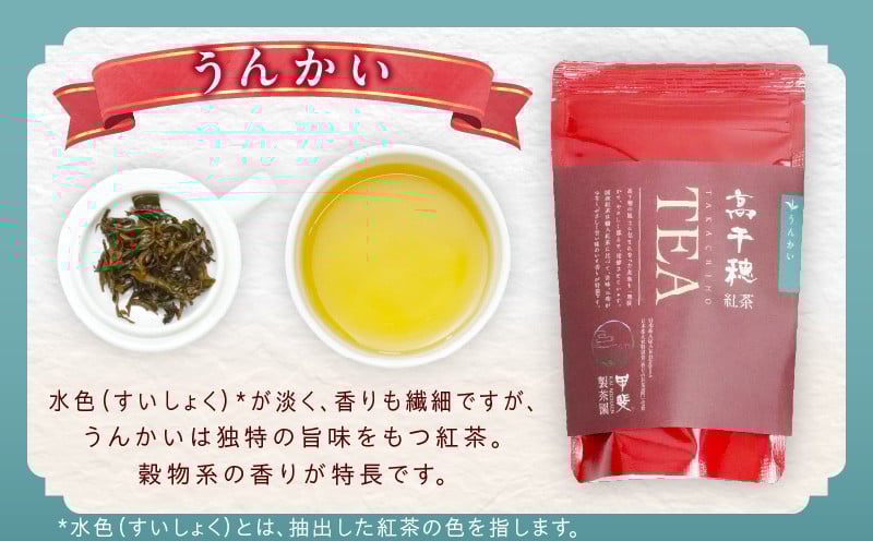 【和紅茶】高千穂紅茶（リーフ）2種4袋セット うんかい30g×2袋＆こうしゅん30g×2袋 国産 紅茶 お茶 うんかい こうしゅん 茶葉 和紅茶 飲み物 ティータイム 独特の旨味 やさしい セット 宮崎県 高千穂町 _Tk025-004