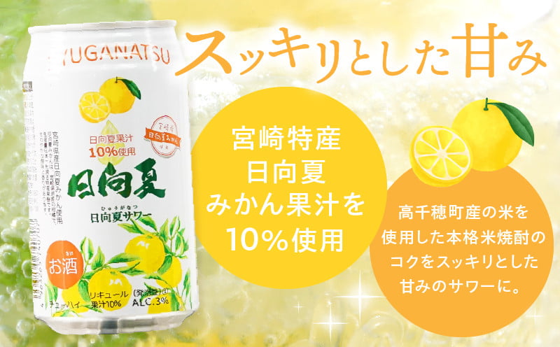 【缶チューハイ】日向夏サワー 350ml缶 24本セット チューハイ お酒 酒 アルコール 3％ リキュール 果汁10％ サワー 飲みやすい 日向夏 果物 果汁 フルーツ フルーティー フレーバー 宮崎県産 日向夏みかん ロット まとめ買い ストック 炭酸 飲料 ドリンク プレゼント ギフト 宮崎県 高千穂町 _Tk023-018