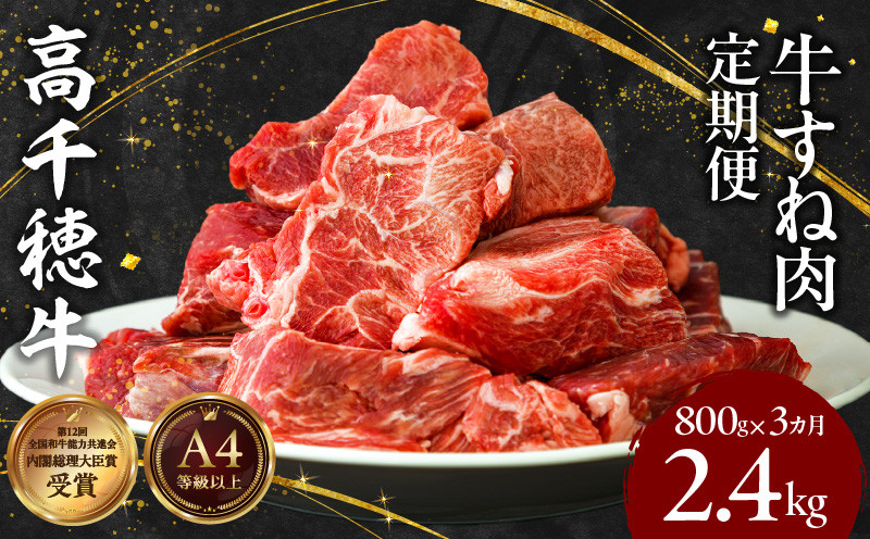 【3ヶ月定期便】 高千穂牛 すね肉 400g×2パック×3回 和牛 牛肉 肉 お肉 精肉 定期便 定期 国産牛 ブランド牛 黒毛和牛 すね 牛すね肉 A4等級以上 宮崎県産 国産 贈答 贈り物 煮込み料理 シチュー カレー 普段使い 簡単調理_Tk002-t076