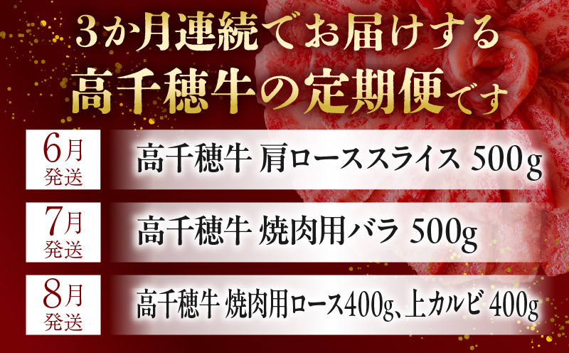 【JALふるさと納税限定】【5月限定受付】高千穂牛 焼肉 BBQ 食べ比べ 3か月定期便 総計1.8kg（肩ロース・バラ・ロース・カルビ）国産和牛 ブランド牛 牛肉 焼肉用 冷凍 焼肉セット 焼肉定期便 しゃぶしゃぶ すき焼き すきしゃぶ 薄切り スライス 国産 セット 詰め合わせ パーティー アウトドア キャンプ グランピング お祝い ギフト プレゼント 宮崎県 高千穂町 ふるさと納税_Tk002-t088
