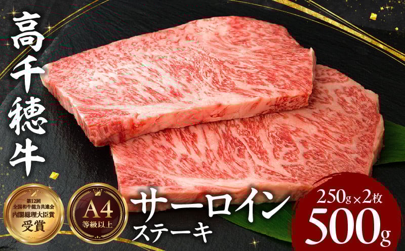 宮崎県産黒毛和牛A4等級以上 高千穂牛サーロインステーキ 250g×2枚 計500g 牛肉 肉 お肉 サーロイン ステーキ ステーキ肉 ブランド牛 和牛 国産牛 国産黒毛和牛 贈り物 贈答 ギフト プレゼント お祝い 内祝い グルメ 記念日 _Tk002-063