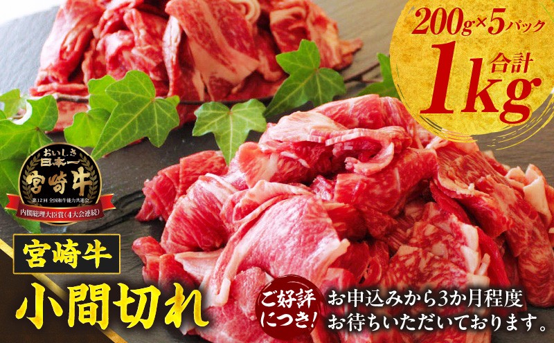 宮崎牛こま切れ1kg 牛肉 肉 お肉 精肉 挽肉 小間切れ 国産牛 和牛 ブランド牛 贈答 贈り物 ギフト グルメ お取り寄せ 炒め物 料理 アレンジ 牛丼 野菜炒め 肉豆腐 普段使い BBQ 宮崎県 高千穂町 _Tk024-018-01