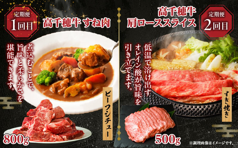 【6か月定期便】高千穂牛煮込み料理6か月定期便 高千穂牛 牛肉 肉 お肉 定期便 定期 国産牛 ブランド牛 和牛 すね肉 ロース 肩ロース 牛すじ バラ 牛バラ ハンバーグ スライス 煮込み カレー ビーフシチュー 国産 贈答 贈り物 普段使い 宮崎県 高千穂 _Tk002-t087