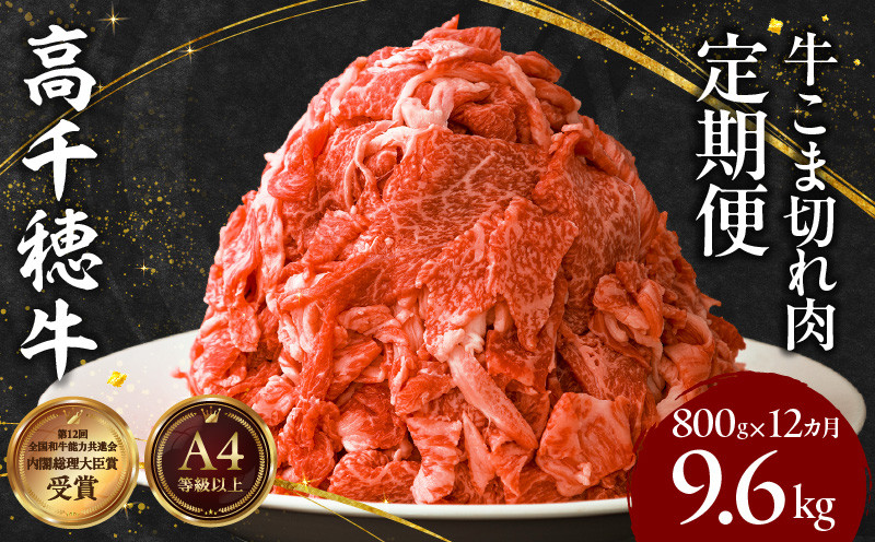 【12ヶ月定期便】 高千穂牛 こま切れ 400g×2パック×12回 牛肉 肉 お肉 精肉 定期便 こま切れ肉 小間切れ  ブランド牛 国産牛 黒毛和牛 和牛 宮崎県産 国産  炒め物 パック 小分け グルメ お取り寄せ_Tk002-t081