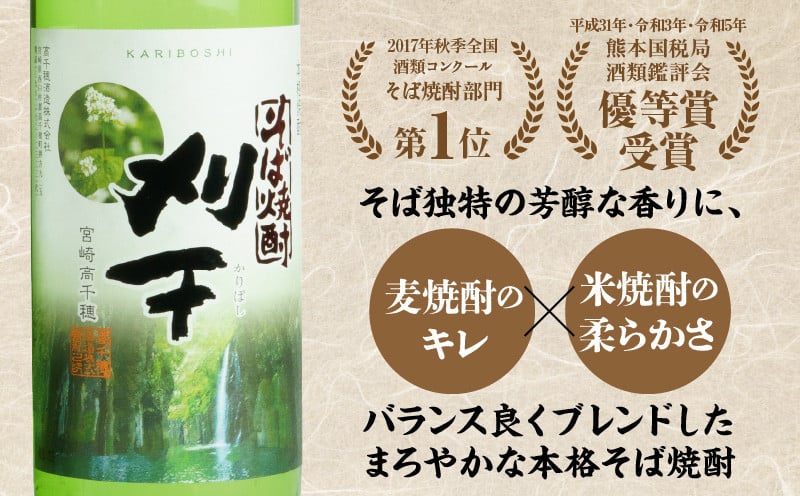  本格そば焼酎 刈干（かりぼし）900ml／2本セット お酒 酒 焼酎 そば焼酎 お湯割り 水割り ロック ストレート ギフト 飲み比べセット 焼酎セット ふるさと 贈答 贈り物 プレゼント グルメ お取り寄せ 高千穂酒造 蕎麦 宮崎県 高千穂町 _Tk023-029