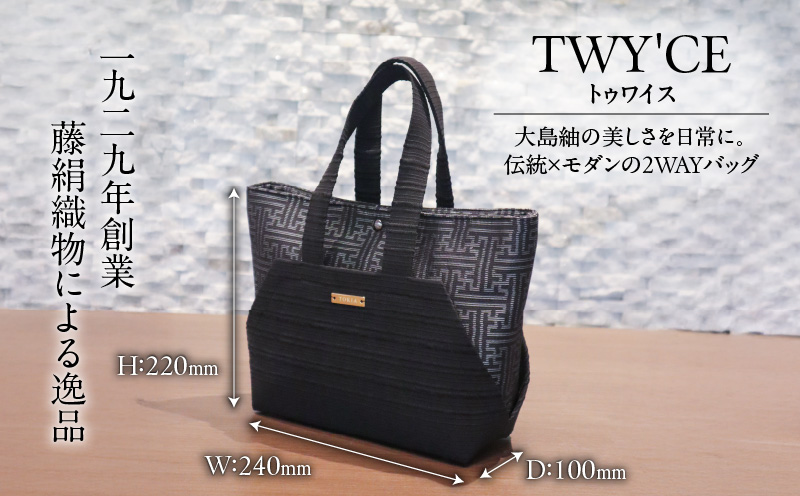 大島紬締め織りコンビバッグ「TWY'CE」シルバー　K054-009_02