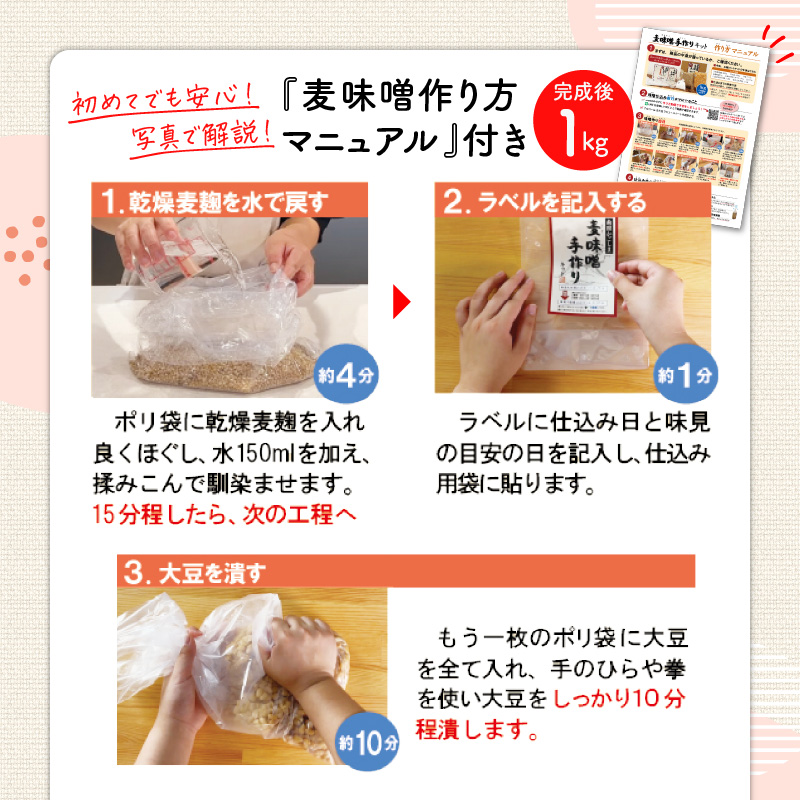 「かねよ みそ しょうゆ」麦味噌手作りキット 1kg　K058-004_01
