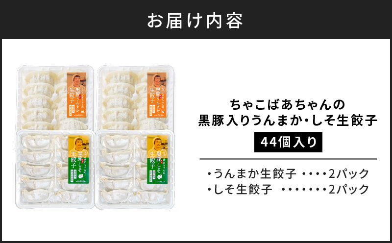 ちゃこばあちゃんの黒豚入りうんまか・しそ生餃子 計44個入り　K027-004