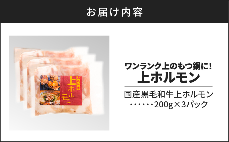 ワンランク上のもつ鍋に！上ホルモン600g（200g×3パック）　K002-004_01