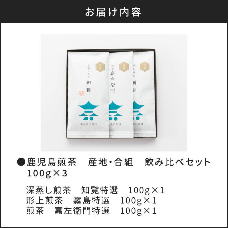 鹿児島煎茶　産地・合組　飲み比べセット　100g×3　K112-001