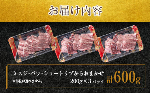 鹿児島県産黒毛和牛おまかせ焼肉600g　K208-015