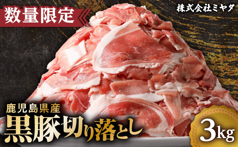 【数量限定】鹿児島県産　黒豚切り落とし3kg　K025-001
