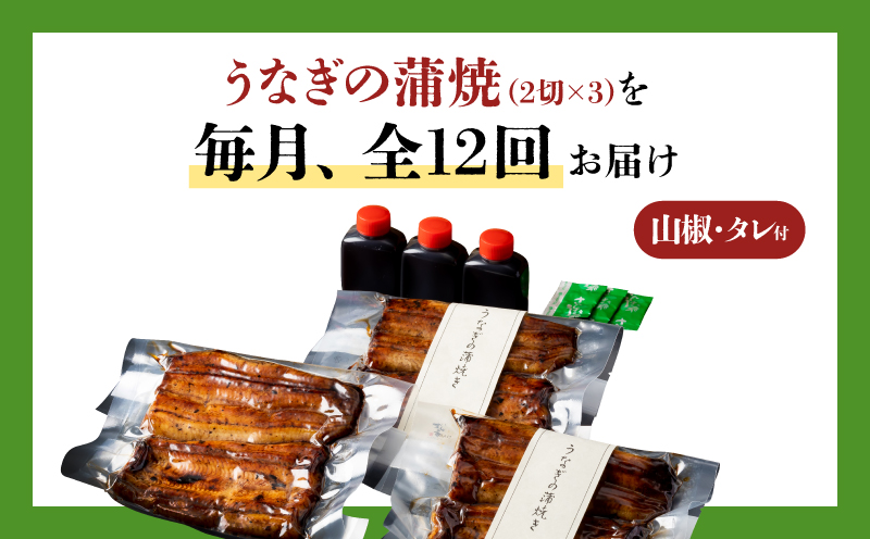 【12ヶ月定期便】うなぎ料理専門店「松重（まつじゅう）」上/うなぎ蒲焼2切（1尾）×3パック　K019-T35