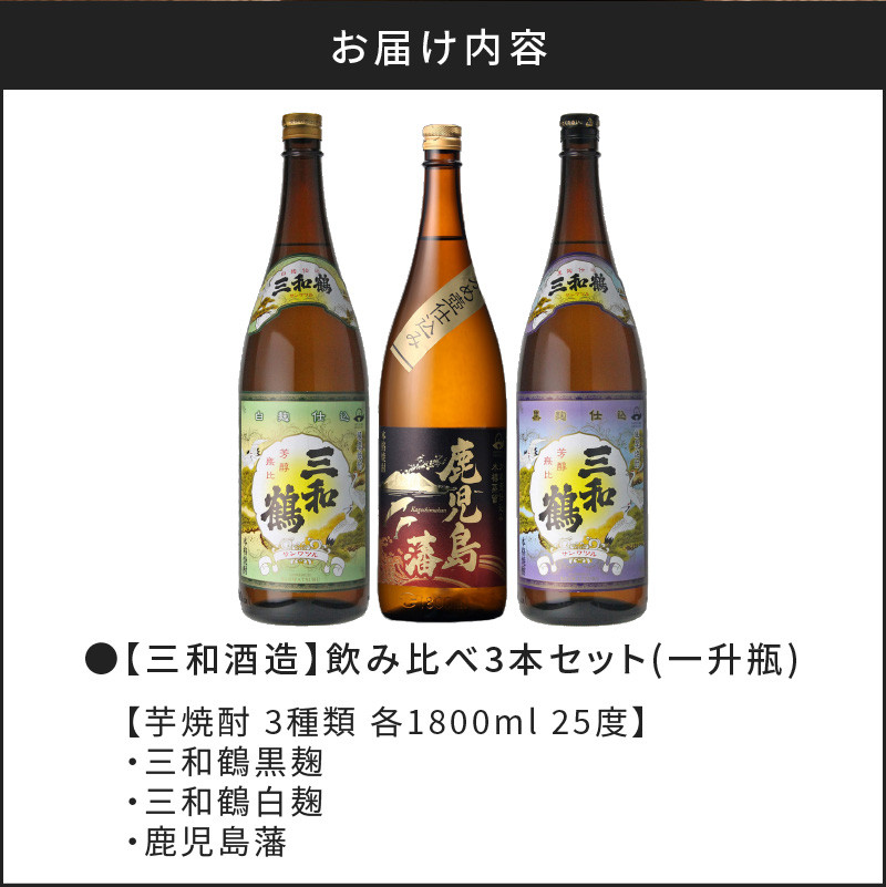 【三和酒造】飲み比べ3本セット（一升瓶）　K095-004