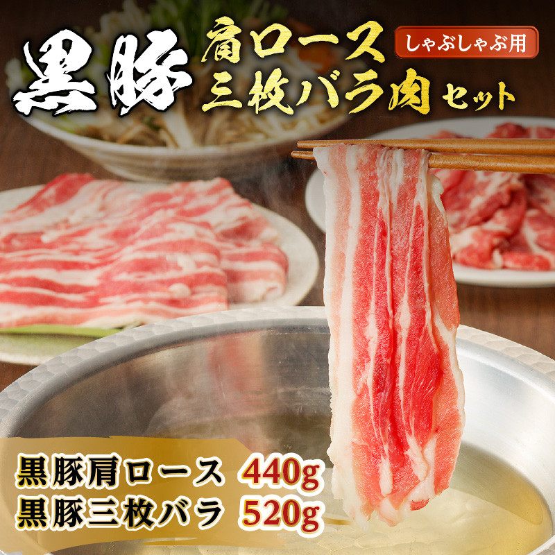 【肉のヨコムラ】鹿児島県産 黒豚肩ロース・三枚バラ肉セット（しゃぶしゃぶ用）　K189-002