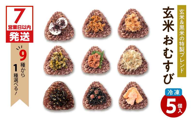 【7営業日以内に発送】9種から選べる！冷凍玄米おむすび 5個入り (8)梅の実ひじき　K182-005_08