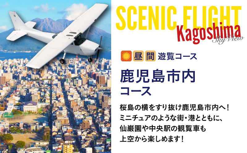 【昼間遊覧飛行】鹿児島市内コース セスナ式172型（大人3名まで）　K222-FT002