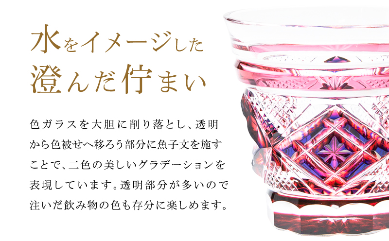 島津薩摩切子 二色冷酒杯 C-253  蒼黄緑　K010-061_03