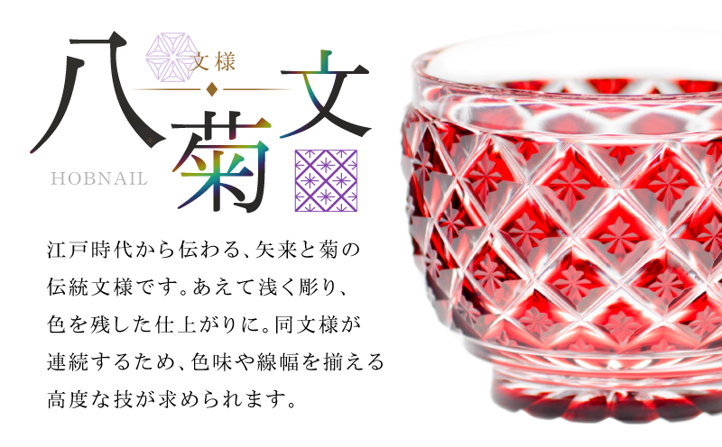 島津薩摩切子 猪口（大） C-34 黄　K010-048_04