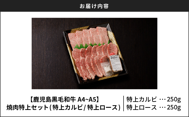 【鹿児島黒毛和牛A4〜A5】焼肉特上セット（特上カルビ/特上ロース）　K189-007