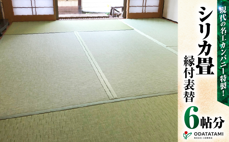 現代の名工カンパニー特製！シリカ畳縁付表替（畳1帖サイズ6枚）　K348-003