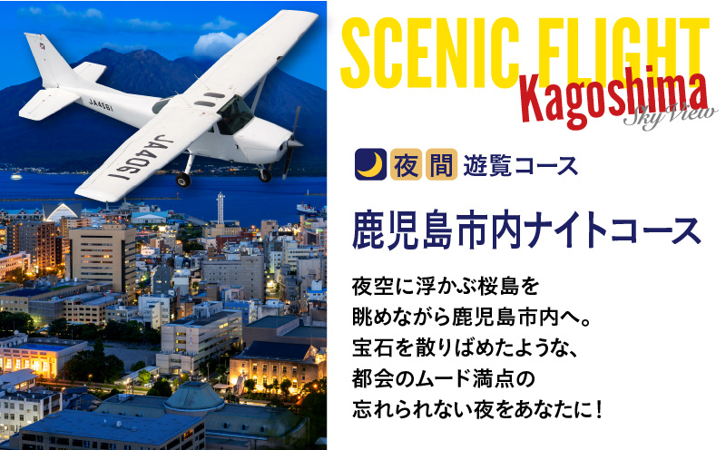 【夜間遊覧飛行】鹿児島市内ナイトコース　セスナ式172型（大人3名まで）　K222-FT005