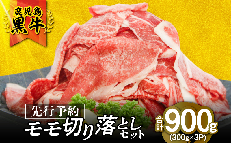（J-1901）鹿児島黒牛モモ切り落としセット（計900g）　KN009-014