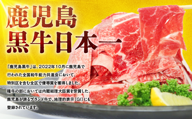 （J-1901）鹿児島黒牛モモ切り落としセット（計900g）　KN009-014