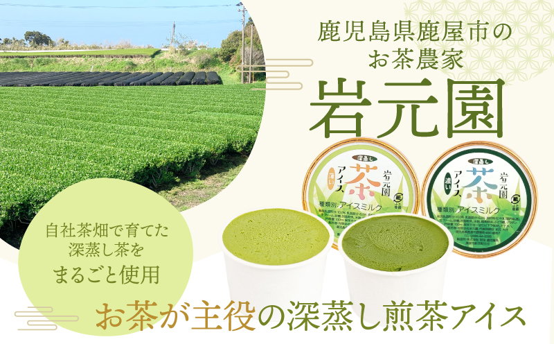 お茶農家の深蒸し茶アイス（濃・薄 各3個 計6個）　KN166-001-01