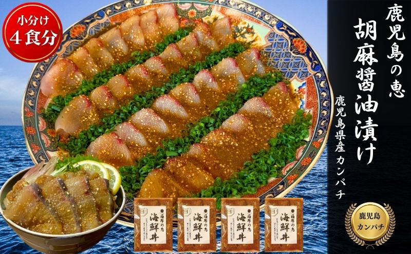鹿屋市産 かんぱち 胡麻醤油漬け 海鮮丼セット 4食分　KN097-005-01