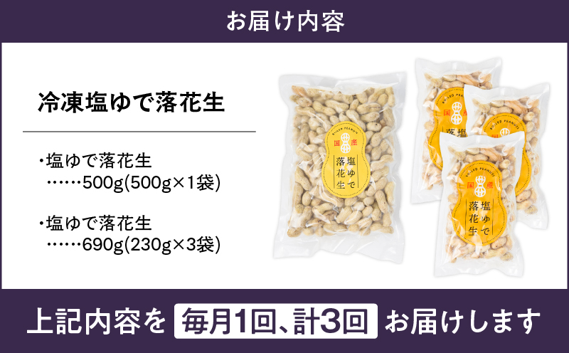 2193 【全3回定期便】冷凍塩ゆで落花生　KN012-T01