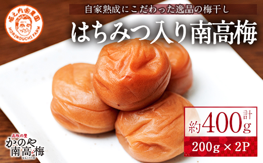 はちみつ入り南高梅　200g×2箱 【梅 うめ 梅干し うめぼし はちみつ 蜂蜜 ハチミツ 塩漬け 天然 自家製 小分け 南高梅】