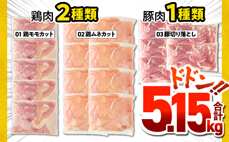 鹿児島県産豚鶏バラエティ 5.15kg　KN165-002