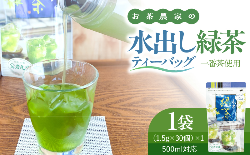 お茶農家の水出し緑茶ティーバッグ（1番茶使用 500ml対応）　KN166-002-01【有限会社岩元園】