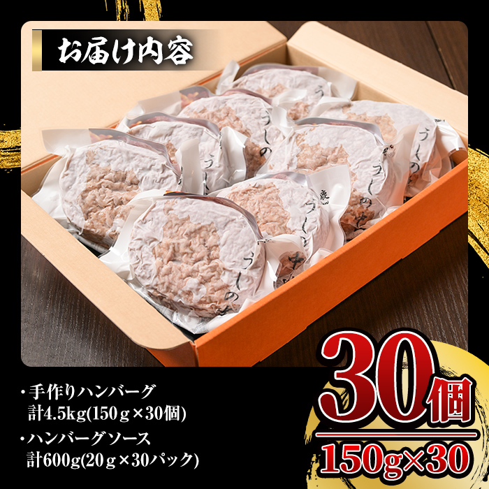 【ナカヤマさんちのお肉】手ごねハンバーグ 計4.5kg（150g×30個）