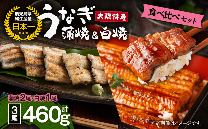 1877 大隅特産うなぎ蒲焼2尾（340g）・白焼1尾（120g）食べ比べセット　KN060-001-05