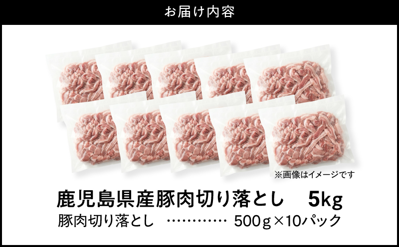 ＜訳あり＞鹿児島県産豚肉切り落とし 5kg（500g×10パック）　KN179-001-05