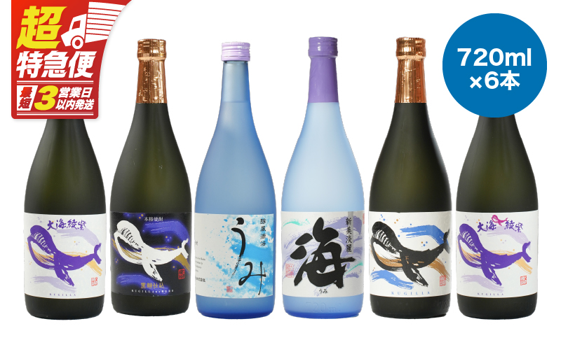 【超特急便】2859 【地元特約店限定】 鹿児島の代表酒造・大海酒造 本格芋焼酎をお手軽に呑み比べセット 720ml×6本セット　KN031-012