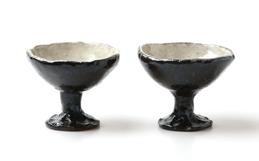 火之神窯 陶片木【脚付き デザート鉢】炭化焼成 粉引 カップ 深皿 陶器 A3-266【配送不可地域：離島】【1166409】