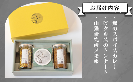 【山猫瓶詰研究所】ギフトセットA 鰹節のトンナート・スパイスカレーのもと・山猫メモ帳 A3-178【配送不可地域：離島】【1166372】