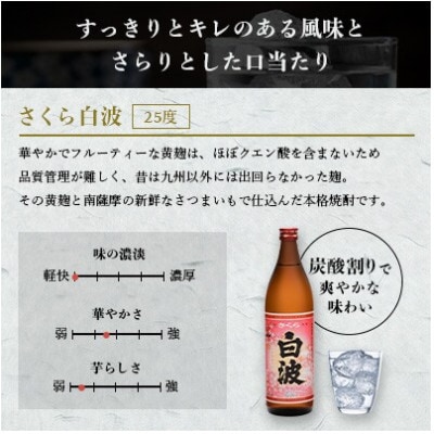 【のし付き・御歳暮】本場鹿児島の芋焼酎 さくら白波900ml入り3本セット A6−127S【1547424】