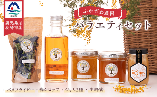 日本ミツバチの生蜂蜜・梅シロップ・ジャム2種・バタフライピー　バラエティセット A8-5【1450144】