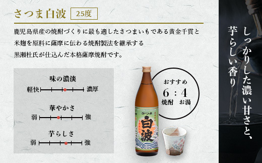枕崎の定番焼酎【さつま白波】900ml×3本セット【薩摩焼酎】芋らしい香りの芋焼酎 A6-20【配送不可地域：離島】【1621727】