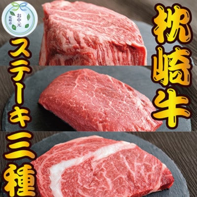 【のし付き・お中元】枕崎お魚センター 【枕崎牛】3種ステーキ(サーロイン・ヒレ・ランプ) D0-4C【配送不可地域：離島】【1633782】