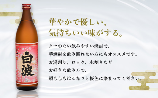 枕崎の定番焼酎【さくら白波】900ml×3本セット【薩摩焼酎】黄麹 芋焼酎 A6-174【配送不可地域：離島】【1621073】