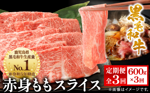 【毎月定期便】鹿児島県産 黒毛和牛 赤身ももスライス 600g(枕崎市)RR-0002 全3回【配送不可地域：離島】【4067571】