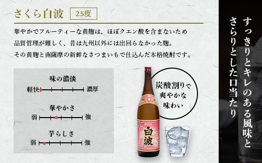 枕崎の定番焼酎【さくら白波】1800ml×2本セット【薩摩焼酎】黄麹 芋焼酎 A6−96【1167971】