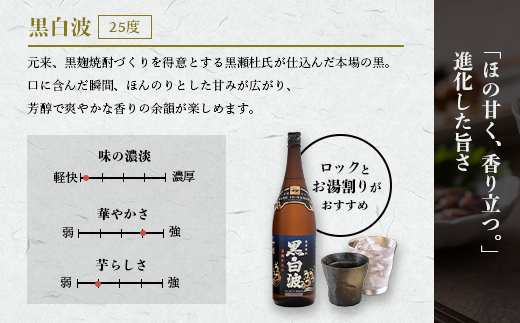 枕崎の定番焼酎【黒白波】1800ml×2本セット【薩摩焼酎】黒麹 芋焼酎 A6−122【1466603】