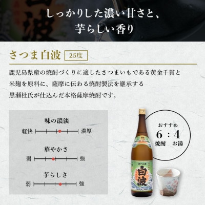 【毎月定期便】【さつま白波】25度 1800ml×6パックセット【薩摩焼酎】SE360BX05全5回【配送不可地域：離島】【4087967】